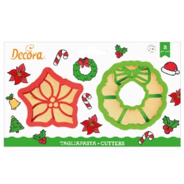 Set Tagliapasta 2 pezzi Dimensioni: Ghirlanda ø 9,5 x h 2,2 cm – Stella di Natale ø 8,5 x h 2,2 cm