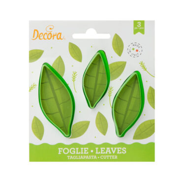 Tagliapasta per dolci in materiale plastico foglia lunga. Set 3 pezzi grandezze diverse