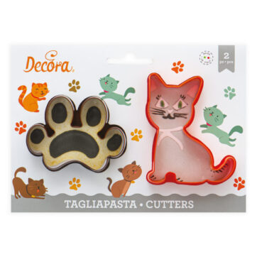 Set di 2 tagliapasta Gatto e zampa