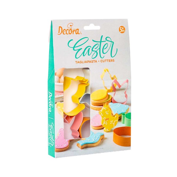 Set 5 pezzi tagliapasta tema Pasqua. Dimensioni: da cm 5,5 โ 6 โ 7,6 x 7,2 โ 8 x h 2,2