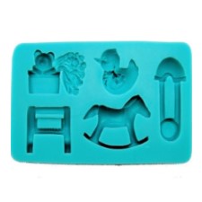 Tappetino In Silicone Tema Infanzia. Dimensione delle forme: da 3 a 5 cm