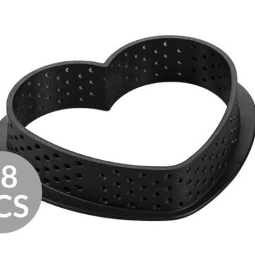 Tarte Ring Amore 80x70 h 20 mm di Silikomart Professional è l'anello in materiale termoplastico composito, indeformabile, adatto all’uso in forno che consente di realizzare una crostata a forma di cuore 80x 70 h 20 mm.