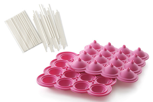Kit 2 stampi silicone per cake pops con 16 cavità da ø 3 cm