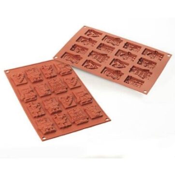 Stampo per cioccolattini in silicone rosso tema natale con 16 cavità da 17 ml